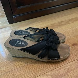 Size 7 black wedge sandals